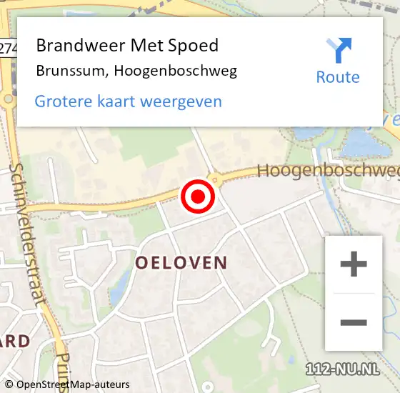 Locatie op kaart van de 112 melding: Brandweer Met Spoed Naar Brunssum, Hoogenboschweg op 8 november 2022 16:18