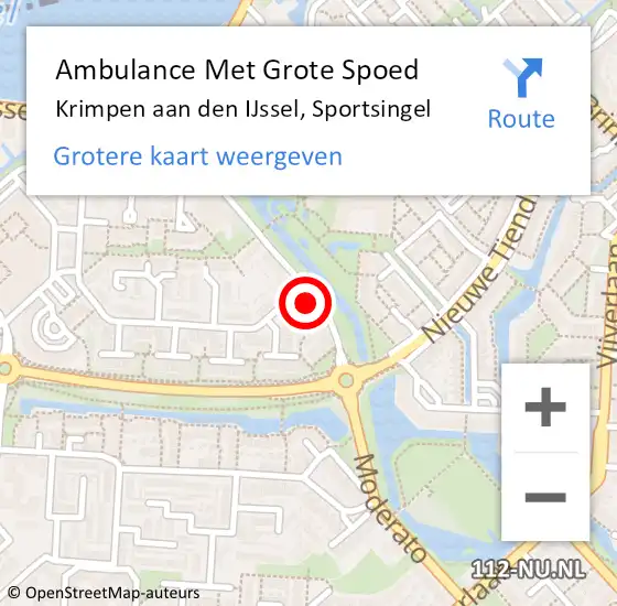 Locatie op kaart van de 112 melding: Ambulance Met Grote Spoed Naar Krimpen aan den IJssel, Sportsingel op 8 november 2022 16:20