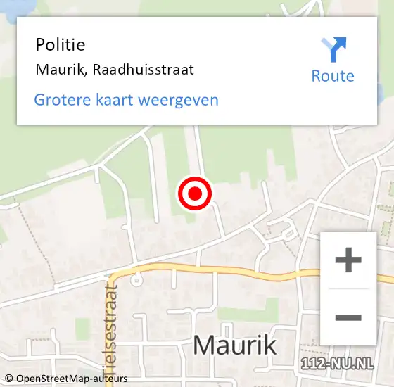 Locatie op kaart van de 112 melding: Politie Maurik, Raadhuisstraat op 8 november 2022 16:21