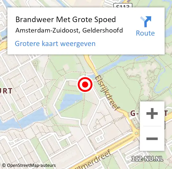 Locatie op kaart van de 112 melding: Brandweer Met Grote Spoed Naar Amsterdam-Zuidoost, Geldershoofd op 8 november 2022 16:23