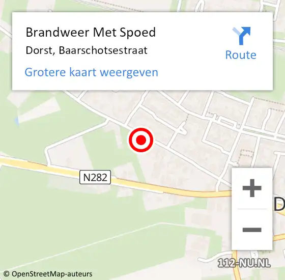 Locatie op kaart van de 112 melding: Brandweer Met Spoed Naar Dorst, Baarschotsestraat op 8 november 2022 16:41