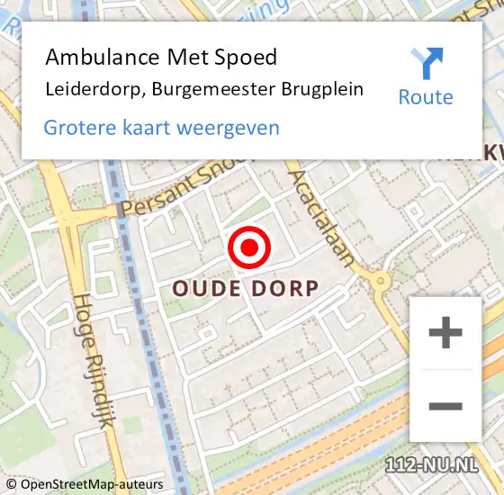 Locatie op kaart van de 112 melding: Ambulance Met Spoed Naar Leiderdorp, Burgemeester Brugplein op 8 november 2022 17:04