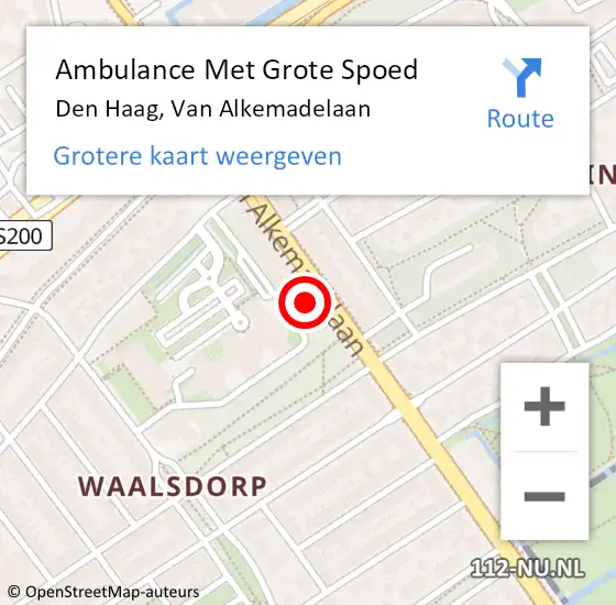 Locatie op kaart van de 112 melding: Ambulance Met Grote Spoed Naar Den Haag, Van Alkemadelaan op 8 november 2022 17:05