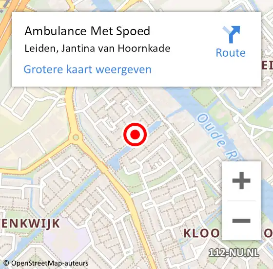 Locatie op kaart van de 112 melding: Ambulance Met Spoed Naar Leiden, Jantina van Hoornkade op 8 november 2022 17:17