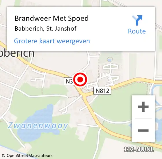 Locatie op kaart van de 112 melding: Brandweer Met Spoed Naar Babberich, St. Janshof op 8 november 2022 17:20