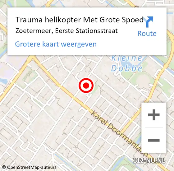 Locatie op kaart van de 112 melding: Trauma helikopter Met Grote Spoed Naar Zoetermeer, Eerste Stationsstraat op 8 november 2022 17:28