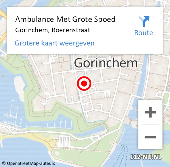 Locatie op kaart van de 112 melding: Ambulance Met Grote Spoed Naar Gorinchem, Boerenstraat op 8 november 2022 17:45