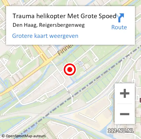 Locatie op kaart van de 112 melding: Trauma helikopter Met Grote Spoed Naar Den Haag, Reigersbergenweg op 8 november 2022 17:48
