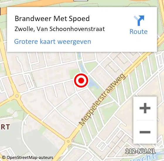 Locatie op kaart van de 112 melding: Brandweer Met Spoed Naar Zwolle, Van Schoonhovenstraat op 8 november 2022 18:04