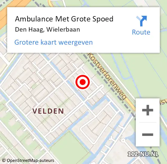 Locatie op kaart van de 112 melding: Ambulance Met Grote Spoed Naar Den Haag, Wielerbaan op 8 november 2022 18:26