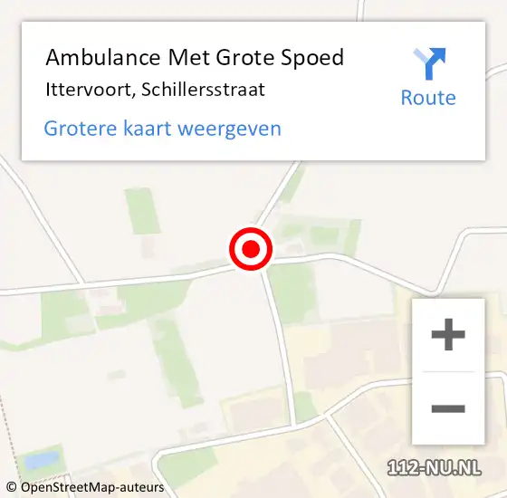 Locatie op kaart van de 112 melding: Ambulance Met Grote Spoed Naar Ittervoort, Schillersstraat op 4 augustus 2014 11:41