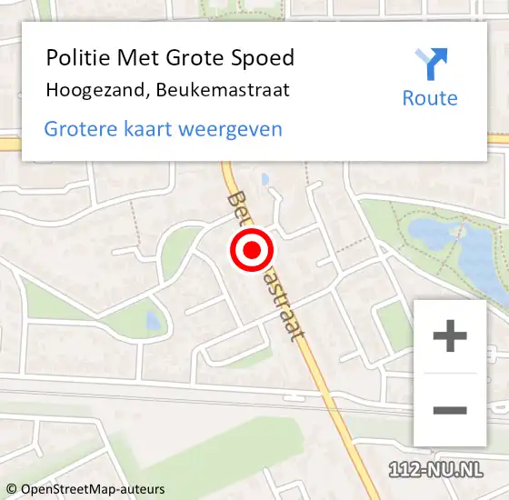 Locatie op kaart van de 112 melding: Politie Met Grote Spoed Naar Hoogezand, Beukemastraat op 8 november 2022 19:04