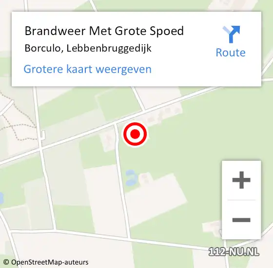 Locatie op kaart van de 112 melding: Brandweer Met Grote Spoed Naar Borculo, Lebbenbruggedijk op 8 november 2022 19:22