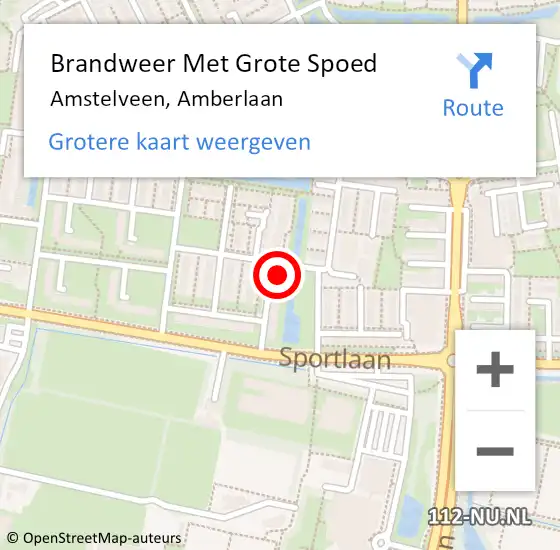 Locatie op kaart van de 112 melding: Brandweer Met Grote Spoed Naar Amstelveen, Amberlaan op 8 november 2022 19:37