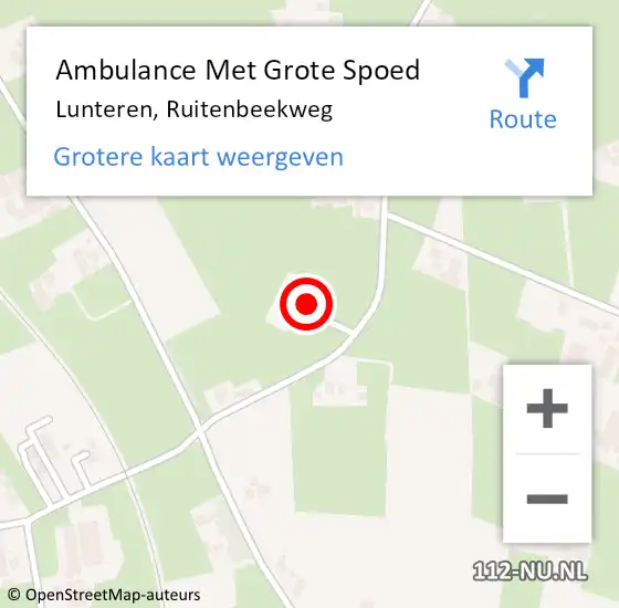 Locatie op kaart van de 112 melding: Ambulance Met Grote Spoed Naar Lunteren, Ruitenbeekweg op 8 november 2022 19:40
