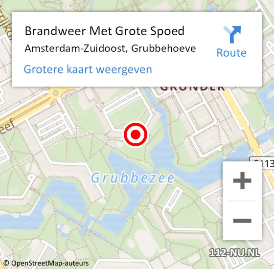 Locatie op kaart van de 112 melding: Brandweer Met Grote Spoed Naar Amsterdam-Zuidoost, Grubbehoeve op 8 november 2022 19:43