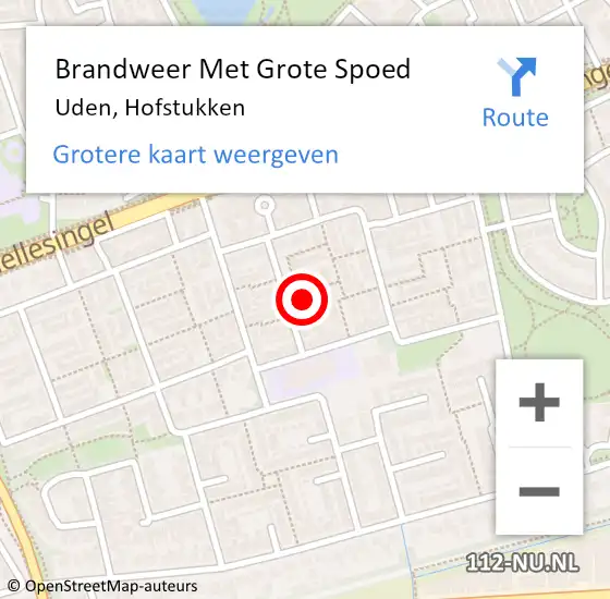 Locatie op kaart van de 112 melding: Brandweer Met Grote Spoed Naar Uden, Hofstukken op 8 november 2022 20:06