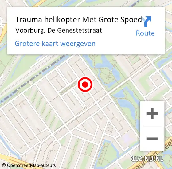 Locatie op kaart van de 112 melding: Trauma helikopter Met Grote Spoed Naar Voorburg, De Genestetstraat op 8 november 2022 20:32