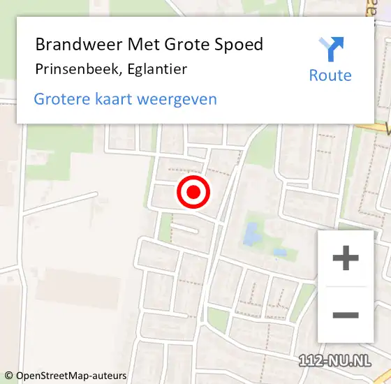 Locatie op kaart van de 112 melding: Brandweer Met Grote Spoed Naar Prinsenbeek, Eglantier op 4 augustus 2014 11:53