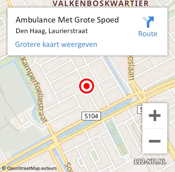 Locatie op kaart van de 112 melding: Ambulance Met Grote Spoed Naar Den Haag, Laurierstraat op 8 november 2022 21:40