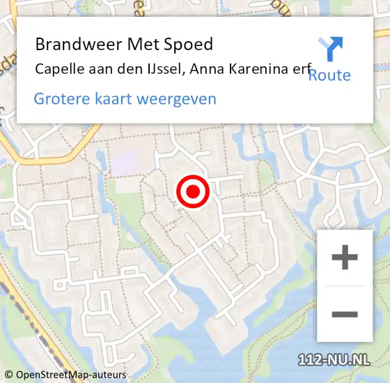 Locatie op kaart van de 112 melding: Brandweer Met Spoed Naar Capelle aan den IJssel, Anna Karenina erf op 8 november 2022 22:01