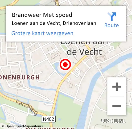 Locatie op kaart van de 112 melding: Brandweer Met Spoed Naar Loenen aan de Vecht, Driehovenlaan op 8 november 2022 22:03