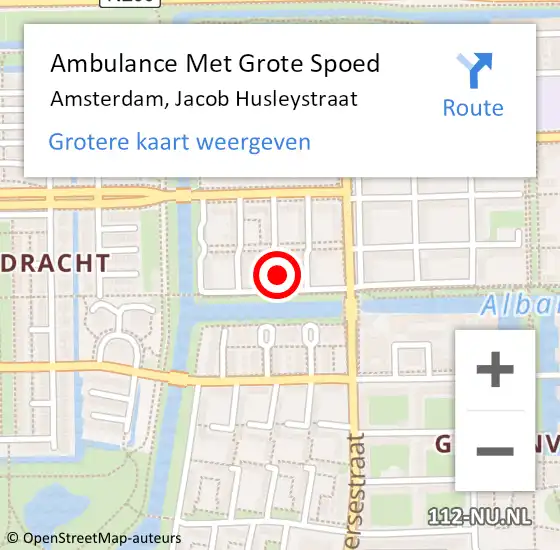 Locatie op kaart van de 112 melding: Ambulance Met Grote Spoed Naar Amsterdam, Jacob Husleystraat op 8 november 2022 22:15