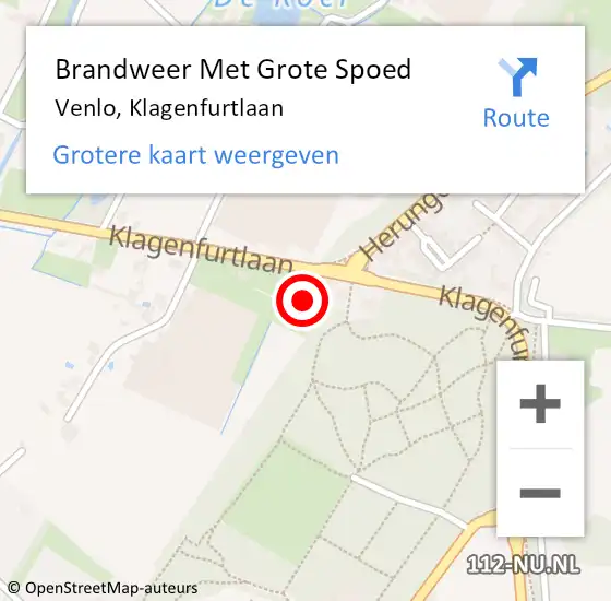 Locatie op kaart van de 112 melding: Brandweer Met Grote Spoed Naar Venlo, Klagenfurtlaan op 8 november 2022 22:52