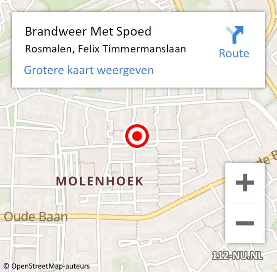 Locatie op kaart van de 112 melding: Brandweer Met Spoed Naar Rosmalen, Felix Timmermanslaan op 8 november 2022 23:25