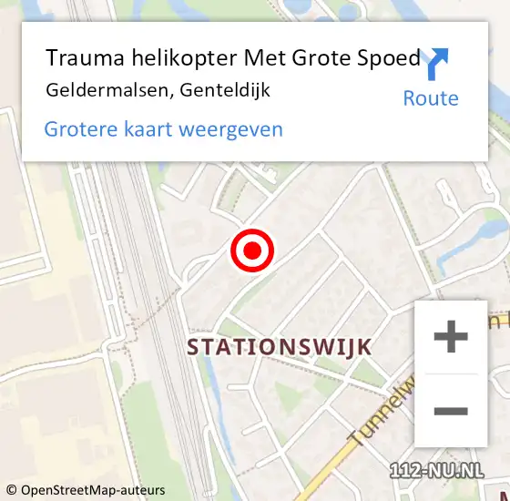 Locatie op kaart van de 112 melding: Trauma helikopter Met Grote Spoed Naar Geldermalsen, Genteldijk op 8 november 2022 23:26