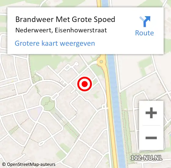 Locatie op kaart van de 112 melding: Brandweer Met Grote Spoed Naar Nederweert, Eisenhowerstraat op 9 november 2022 00:10