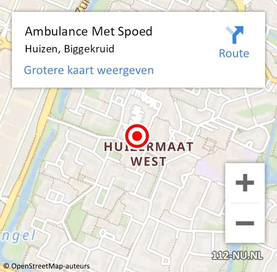 Locatie op kaart van de 112 melding: Ambulance Met Spoed Naar Huizen, Biggekruid op 4 augustus 2014 12:02