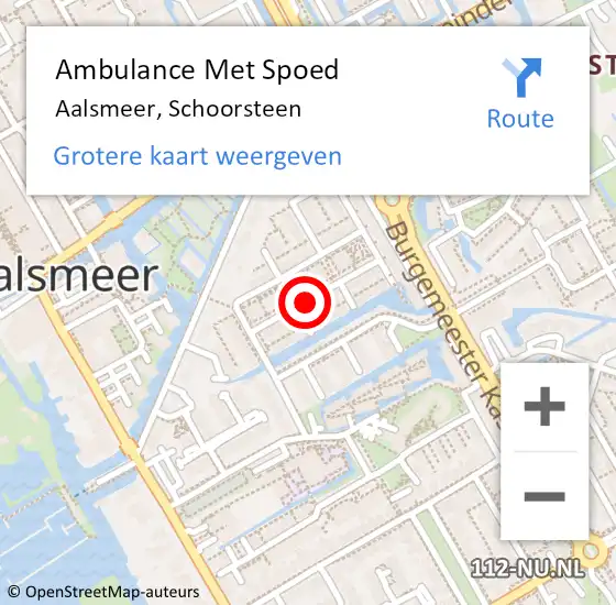 Locatie op kaart van de 112 melding: Ambulance Met Spoed Naar Aalsmeer, Schoorsteen op 9 november 2022 01:13