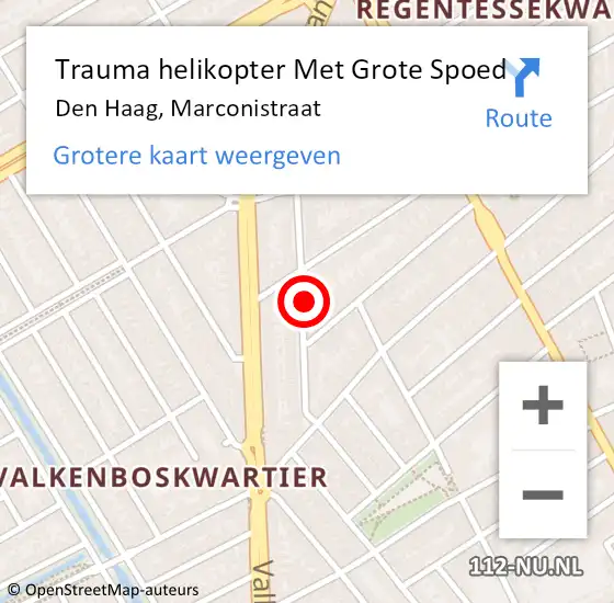 Locatie op kaart van de 112 melding: Trauma helikopter Met Grote Spoed Naar Den Haag, Marconistraat op 9 november 2022 01:55