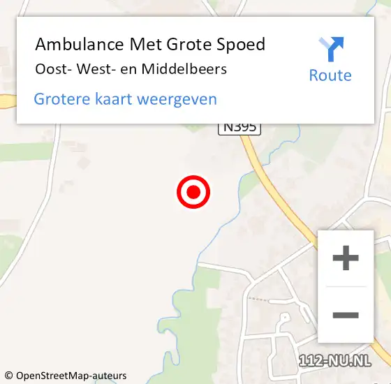 Locatie op kaart van de 112 melding: Ambulance Met Grote Spoed Naar Oost- West- en Middelbeers op 9 november 2022 02:20