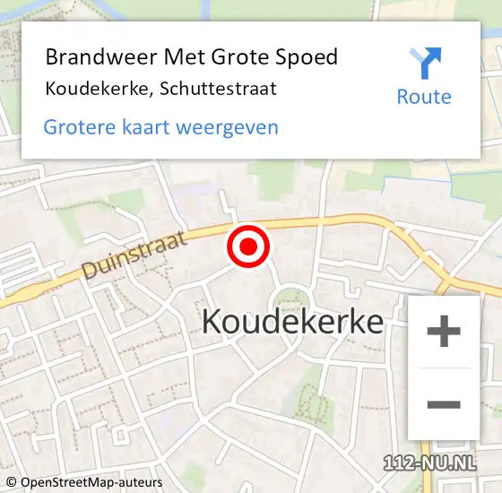 Locatie op kaart van de 112 melding: Brandweer Met Grote Spoed Naar Koudekerke, Schuttestraat op 9 november 2022 02:46