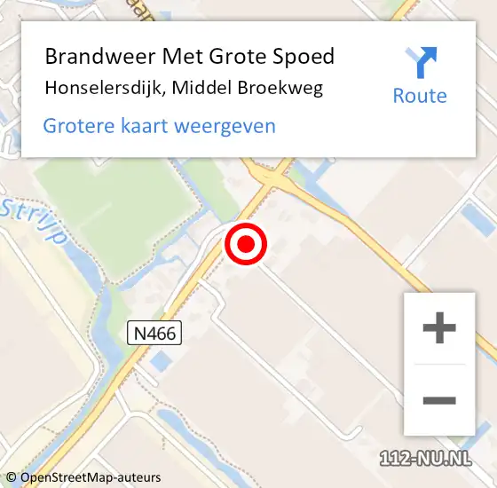 Locatie op kaart van de 112 melding: Brandweer Met Grote Spoed Naar Honselersdijk, Middel Broekweg op 9 november 2022 04:27