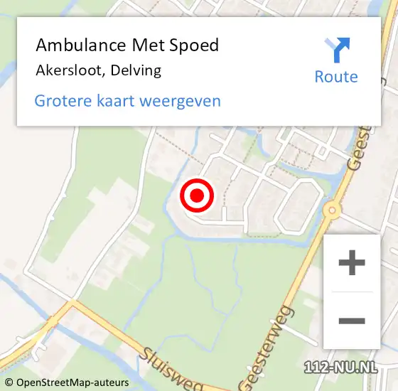 Locatie op kaart van de 112 melding: Ambulance Met Spoed Naar Akersloot, Delving op 9 november 2022 04:31