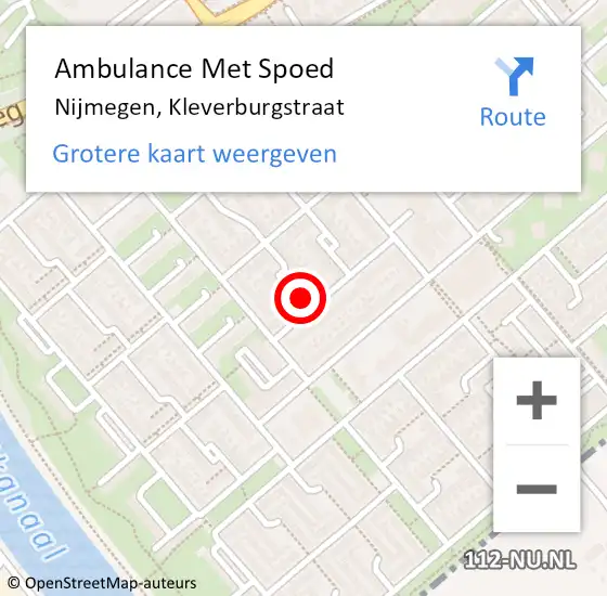 Locatie op kaart van de 112 melding: Ambulance Met Spoed Naar Nijmegen, Kleverburgstraat op 9 november 2022 05:15