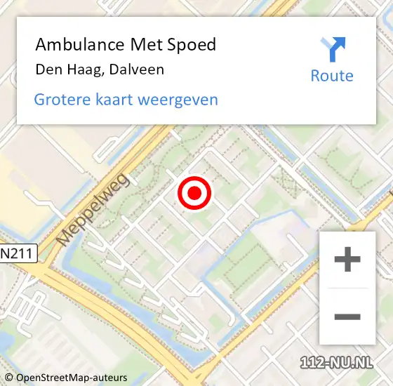 Locatie op kaart van de 112 melding: Ambulance Met Spoed Naar Den Haag, Dalveen op 9 november 2022 05:33