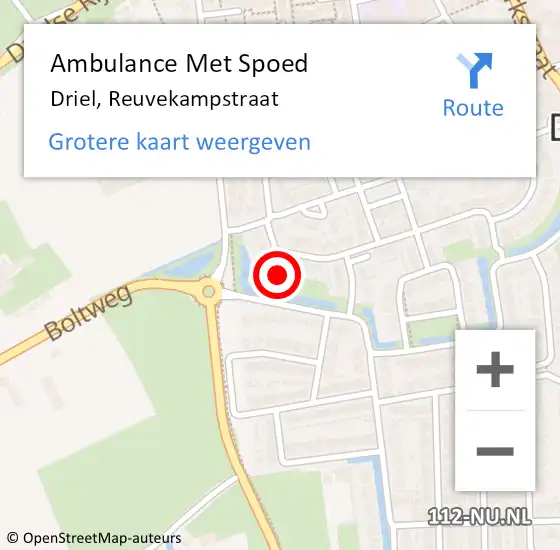Locatie op kaart van de 112 melding: Ambulance Met Spoed Naar Driel, Reuvekampstraat op 9 november 2022 07:09