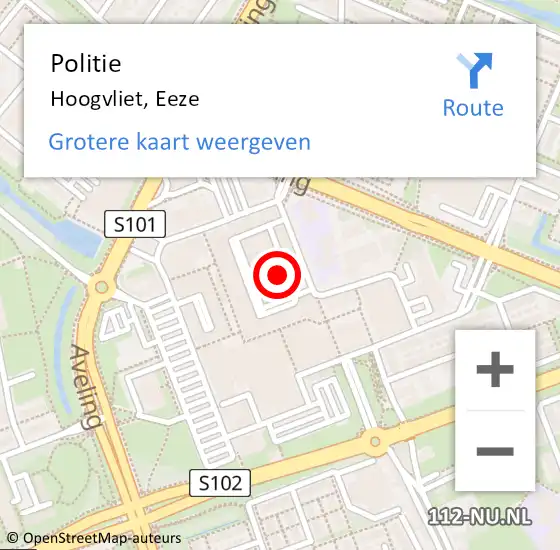 Locatie op kaart van de 112 melding: Politie Hoogvliet, Eeze op 9 november 2022 07:29