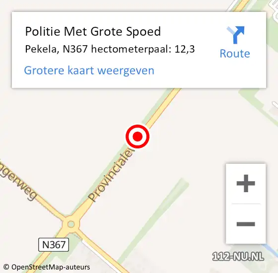 Locatie op kaart van de 112 melding: Politie Met Grote Spoed Naar Pekela, N367 hectometerpaal: 12,3 op 9 november 2022 07:43