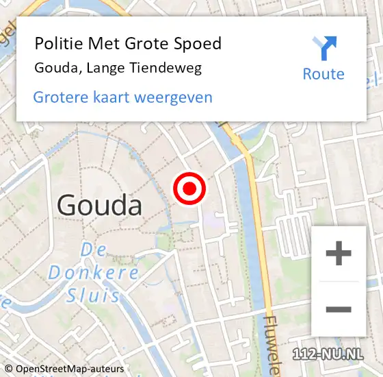 Locatie op kaart van de 112 melding: Politie Met Grote Spoed Naar Gouda, Lange Tiendeweg op 9 november 2022 07:45