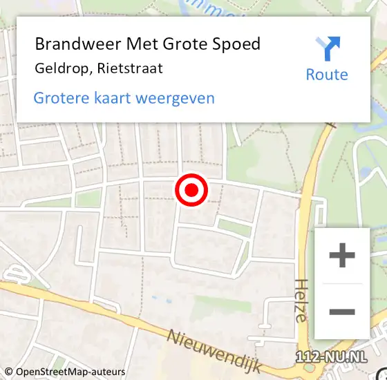 Locatie op kaart van de 112 melding: Brandweer Met Grote Spoed Naar Geldrop, Rietstraat op 9 november 2022 07:47