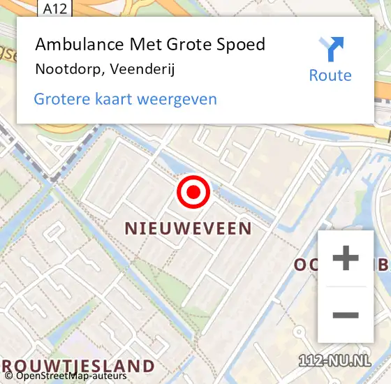 Locatie op kaart van de 112 melding: Ambulance Met Grote Spoed Naar Nootdorp, Veenderij op 9 november 2022 08:20