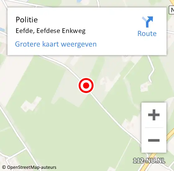 Locatie op kaart van de 112 melding: Politie Eefde, Eefdese Enkweg op 9 november 2022 08:27