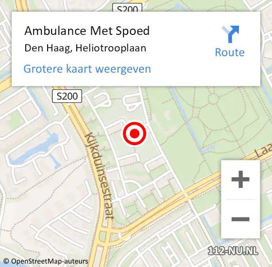 Locatie op kaart van de 112 melding: Ambulance Met Spoed Naar Den Haag, Heliotrooplaan op 9 november 2022 08:27