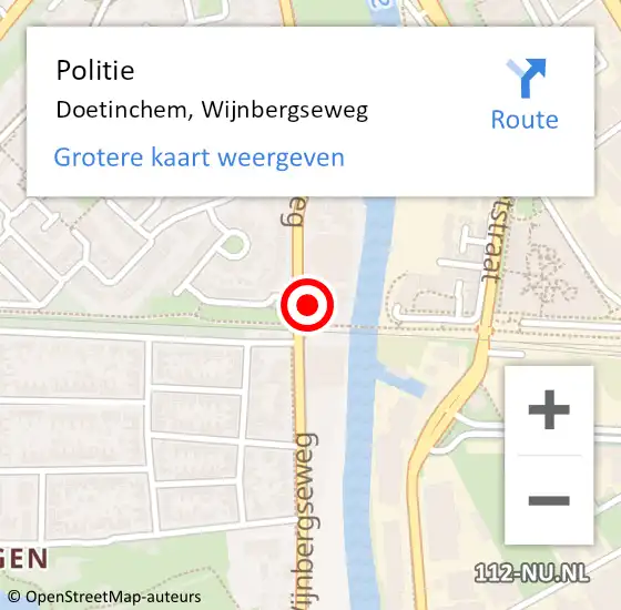 Locatie op kaart van de 112 melding: Politie Doetinchem, Wijnbergseweg op 9 november 2022 08:33