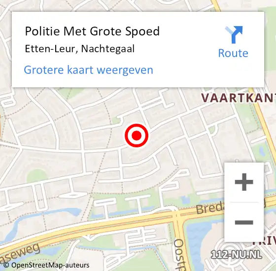 Locatie op kaart van de 112 melding: Politie Met Grote Spoed Naar Etten-Leur, Nachtegaal op 9 november 2022 08:49